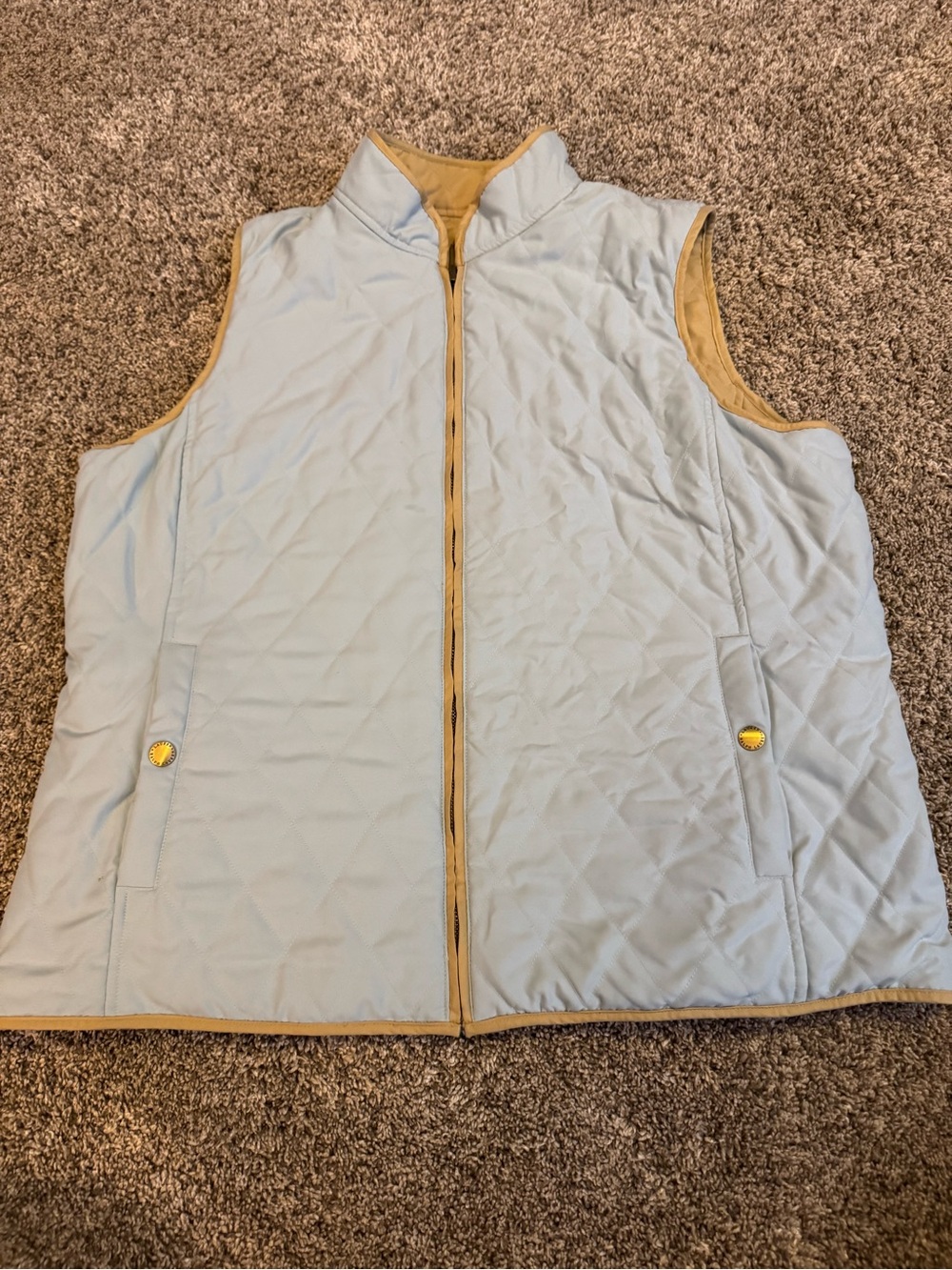 Lauren Ralph Lauren Reversible Quilted Vest Womens Large - Light Blue / Tan Diam
